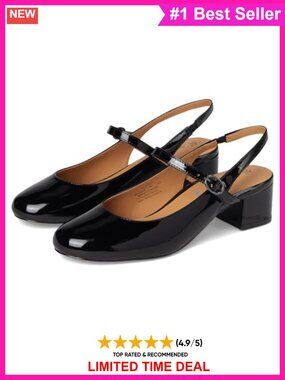 Sienna Mary Jane Slingback Leather Lined Block Heel Pumps